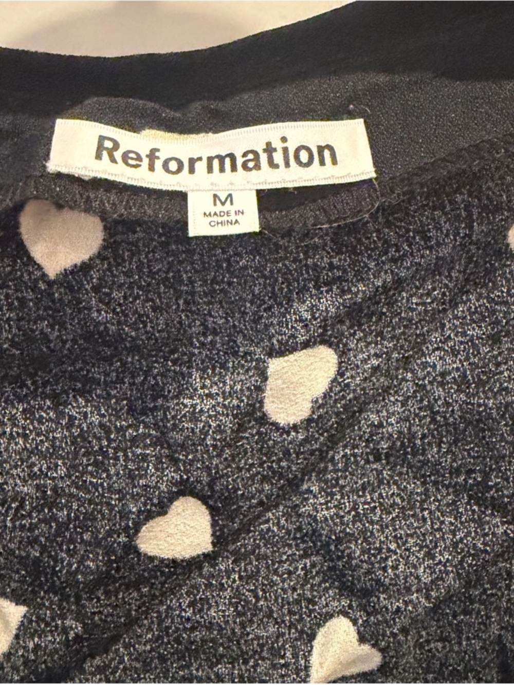 Reformation Black & White Heart Blouse Top Medium - Picture 8 of 10